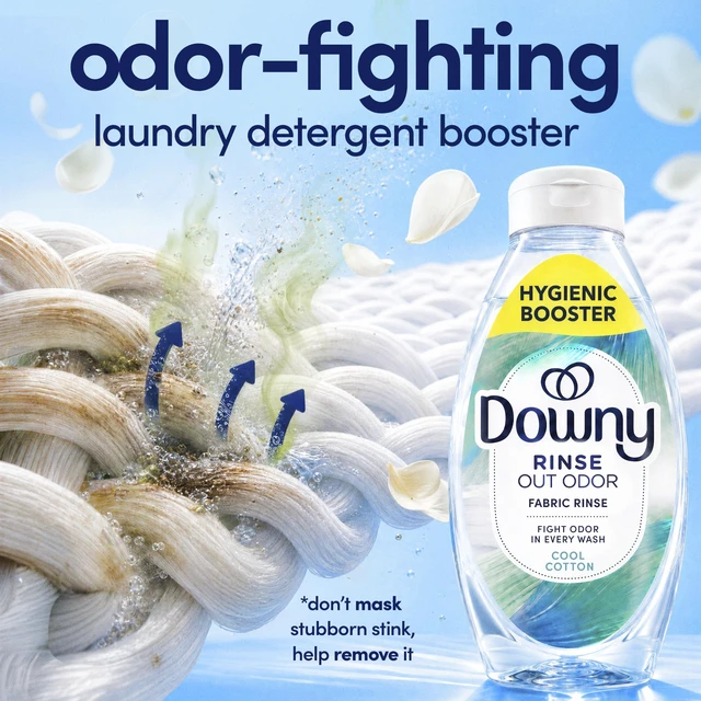 Alt view image 5 of 6 - Downy Rinse Laundry Odor Remover 48 fl oz, Cool Cotton Scent, Fabric Softener and Odor Remover, HE Compatible