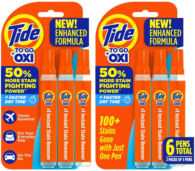 Main image of Tide To Go Instant Stain Remover Pen for Clothes, 3 Count (Pack of 2), Portable, Works on Food & Drink Stains