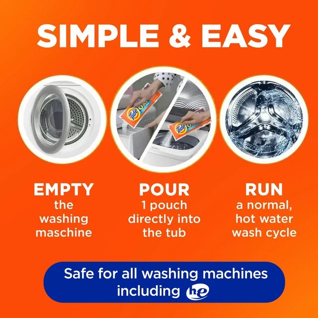 Alt view image 6 of 7 - Tide Washing Machine Cleaner, 52 Week Supply with Oxi, for Front and Top Loader Washers, Deep Clean Residue & Odor Eliminator
