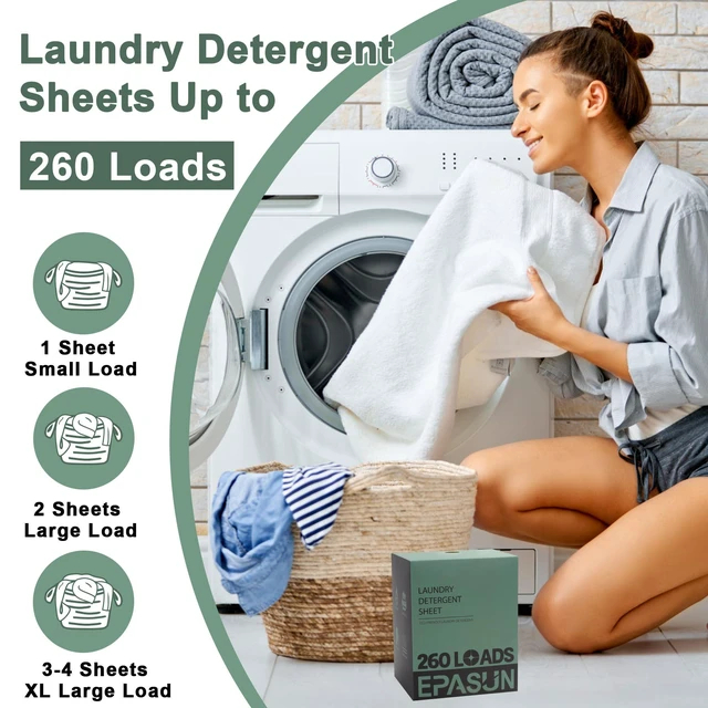 Alt view image 3 of 7 - Laundry Detergent Sheets 260 Loads, Fresh Scent, Eco-Friendly Liquidless Soap Strips, Plant-Based, Hypoallergenic Washing Supplies