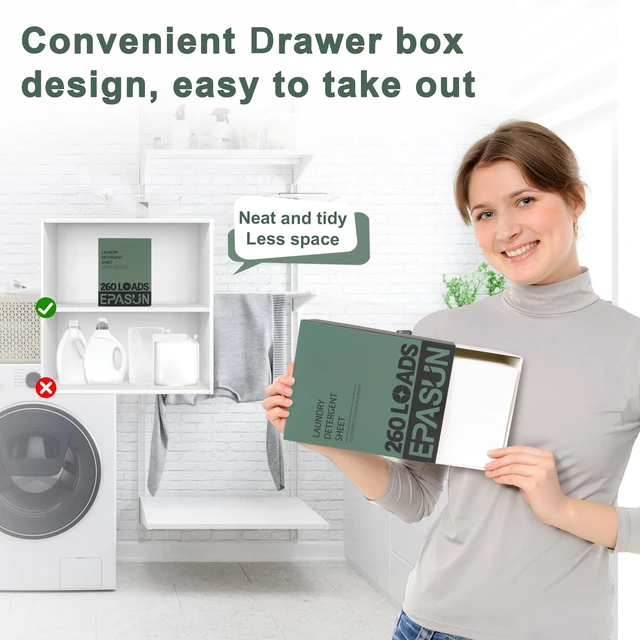 Alt view image 4 of 7 - Laundry Detergent Sheets 260 Loads, Fresh Scent, Eco-Friendly Liquidless Soap Strips, Plant-Based, Hypoallergenic Washing Supplies