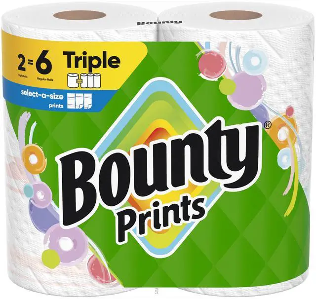 Main image of Bounty Select-A-Size Paper Towels Prints, 2 Triple Rolls (6 Regular Rolls)