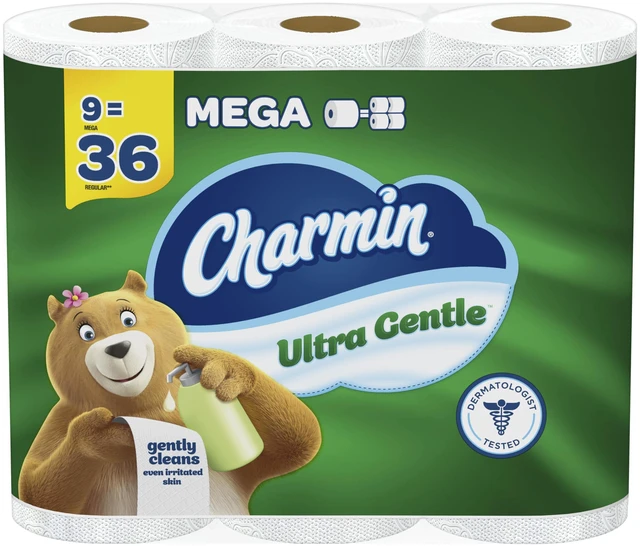 Main image of Charmin Ultra Gentle Toilet Paper, 9 Mega Rolls, 231 Sheets Per Roll