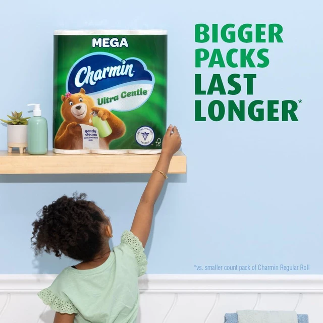 Alt view image 2 of 7 - Charmin Ultra Gentle Toilet Paper, 9 Mega Rolls, 231 Sheets Per Roll