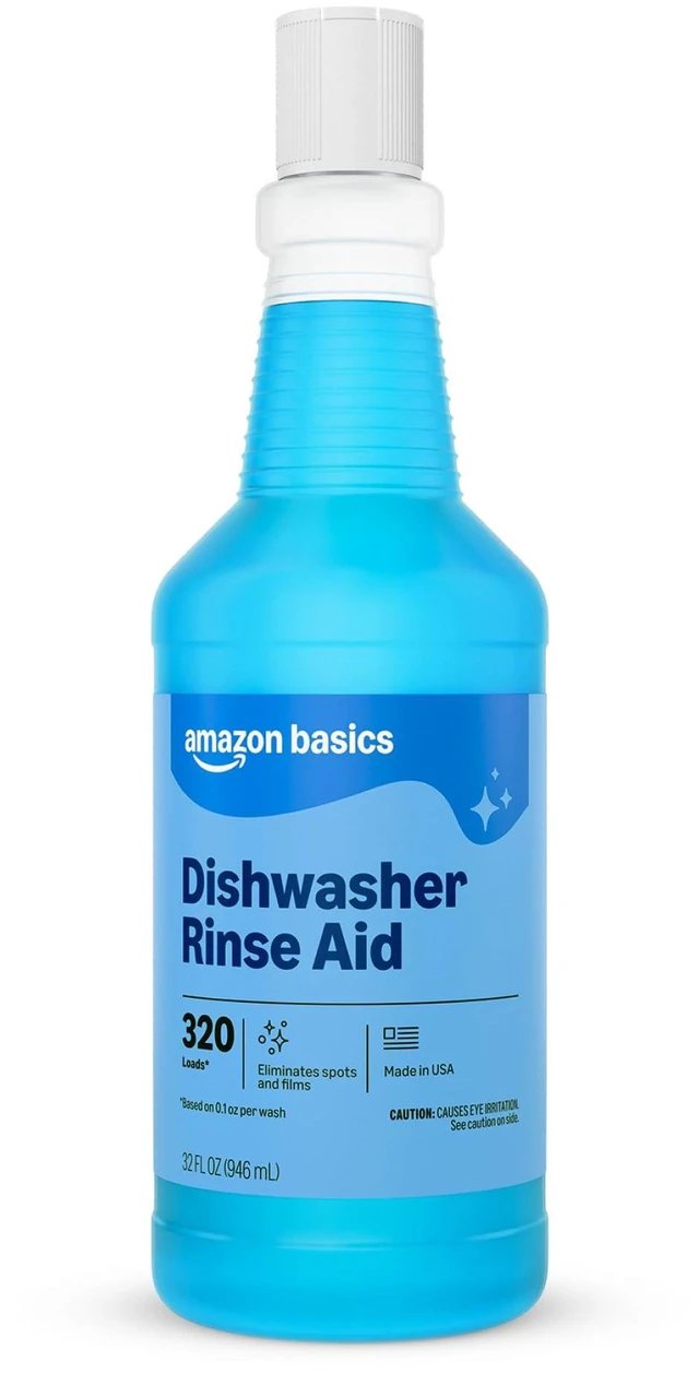 Main image of Amazon Basics Dishwasher Rinse Aid Liquid, 32 Fl Oz, 1-Pack, Prevents Spots, Enhances Drying, Sparkling Finish