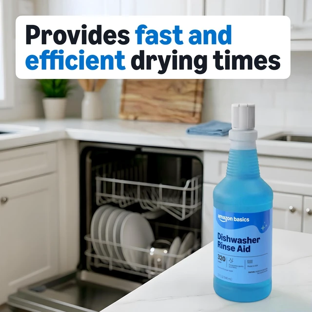 Alt view image 4 of 5 - Amazon Basics Dishwasher Rinse Aid Liquid, 32 Fl Oz, 1-Pack, Prevents Spots, Enhances Drying, Sparkling Finish