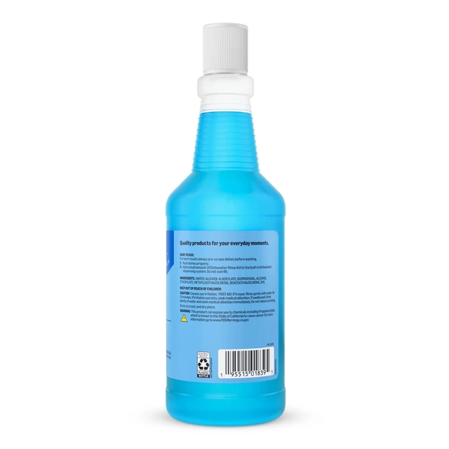 Alt view image 5 of 5 - Amazon Basics Dishwasher Rinse Aid Liquid, 32 Fl Oz, 1-Pack, Prevents Spots, Enhances Drying, Sparkling Finish