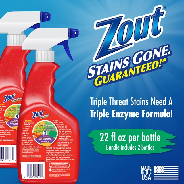 Alt view image 4 of 6 - Zout Laundry Stain Remover Spray, Blood, Grass & Oil Stains, 22oz, 2-Pack