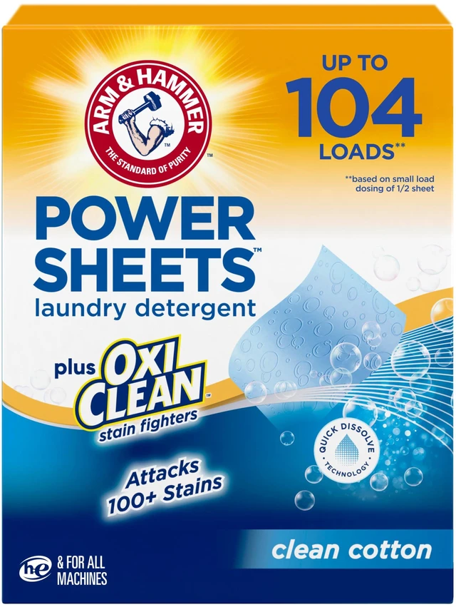 Main image of Arm & Hammer Plus OxiClean Power Sheets Laundry Detergent, 52 Count