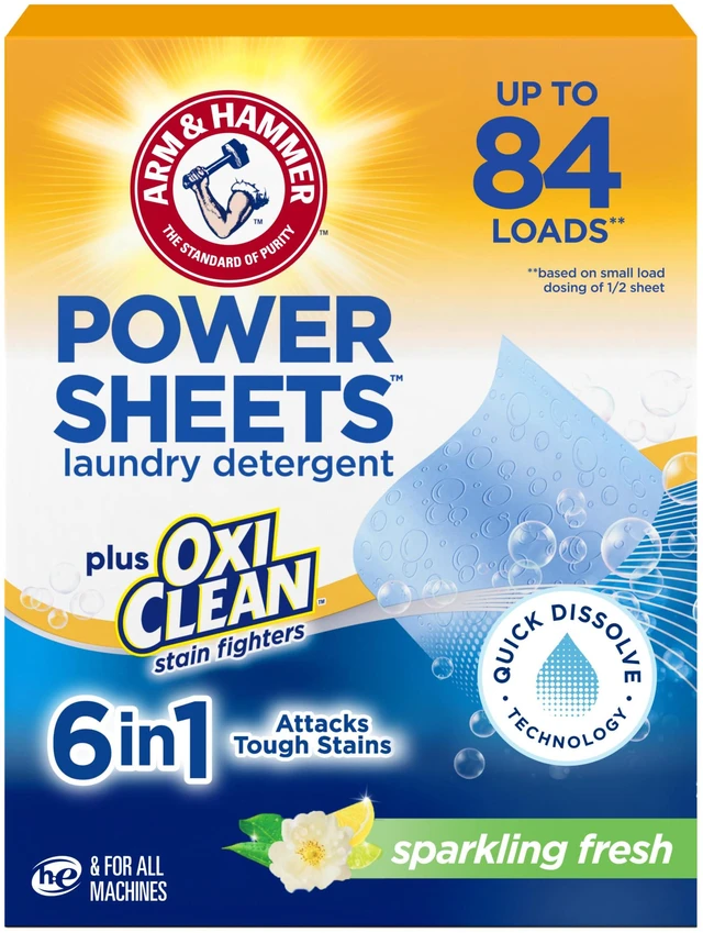 Main image of ARM & HAMMER Power Sheets Laundry Detergent Plus OxiClean, 42 Count