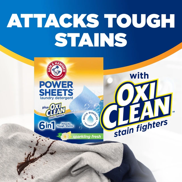 Alt view image 4 of 6 - ARM & HAMMER Power Sheets Laundry Detergent Plus OxiClean, 42 Count
