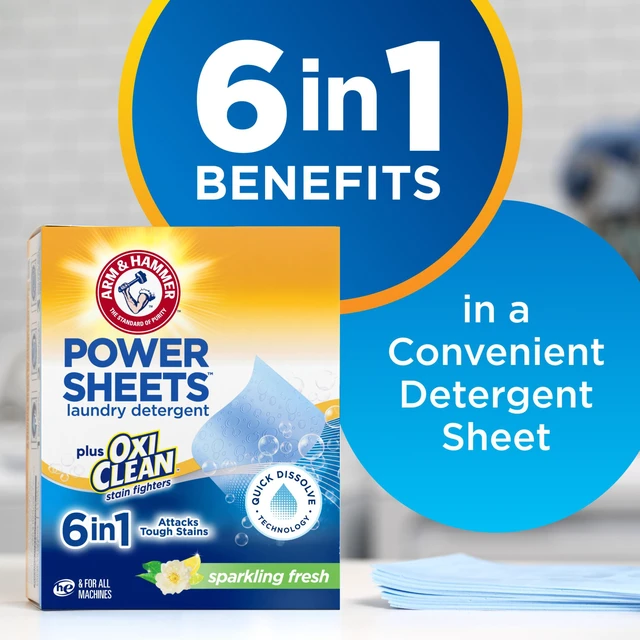 Alt view image 2 of 6 - ARM & HAMMER Power Sheets Laundry Detergent Plus OxiClean, 42 Count
