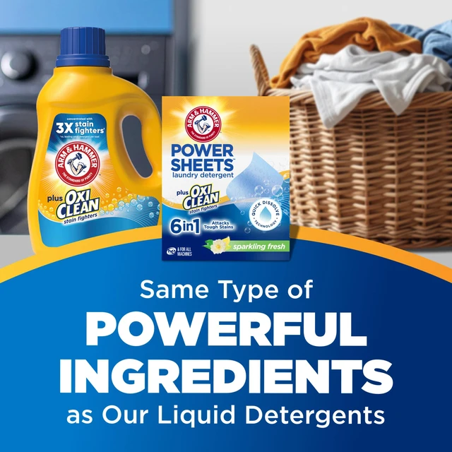 Alt view image 6 of 6 - ARM & HAMMER Power Sheets Laundry Detergent Plus OxiClean, 42 Count