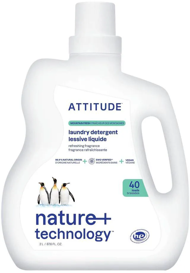 Main image of ATTITUDE Liquid Laundry Detergent, Mountain Fresh Scent, 67.6 Fl Oz, 40 Loads, EWG Verified, HE Compatible, Plant-Based & Vegan