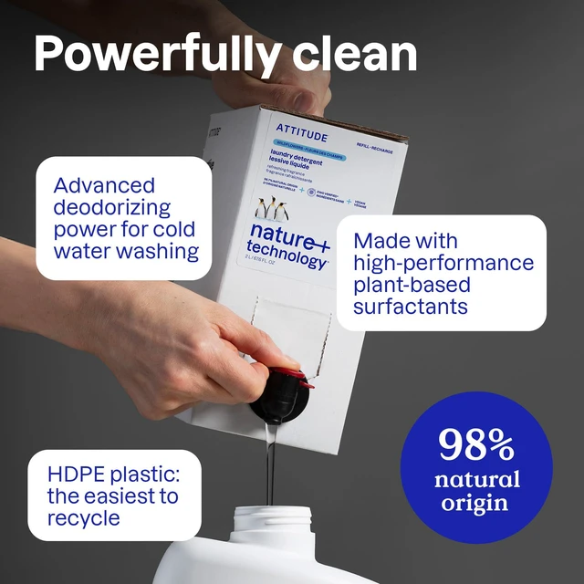 Alt view image 4 of 5 - ATTITUDE Liquid Laundry Detergent, Mountain Fresh Scent, 67.6 Fl Oz, 40 Loads, EWG Verified, HE Compatible, Plant-Based & Vegan