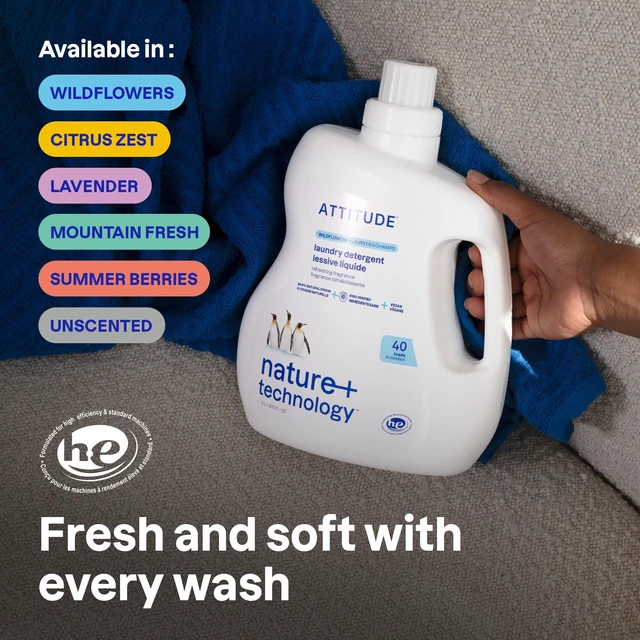 Alt view image 2 of 5 - ATTITUDE Liquid Laundry Detergent, Mountain Fresh Scent, 67.6 Fl Oz, 40 Loads, EWG Verified, HE Compatible, Plant-Based & Vegan