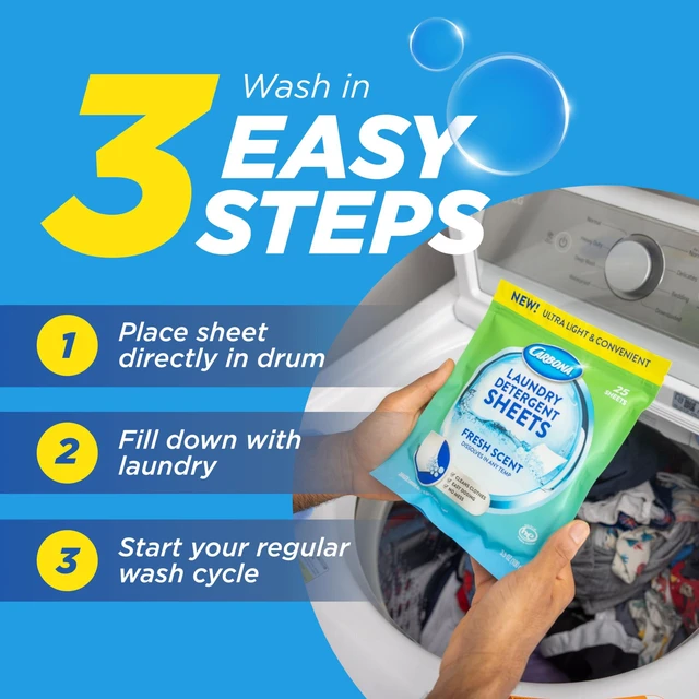Alt view image 3 of 6 - Carbona Laundry Detergent Sheets 25 Sheets (50 Loads) Eco-Friendly Stain Remover Fresh Scent