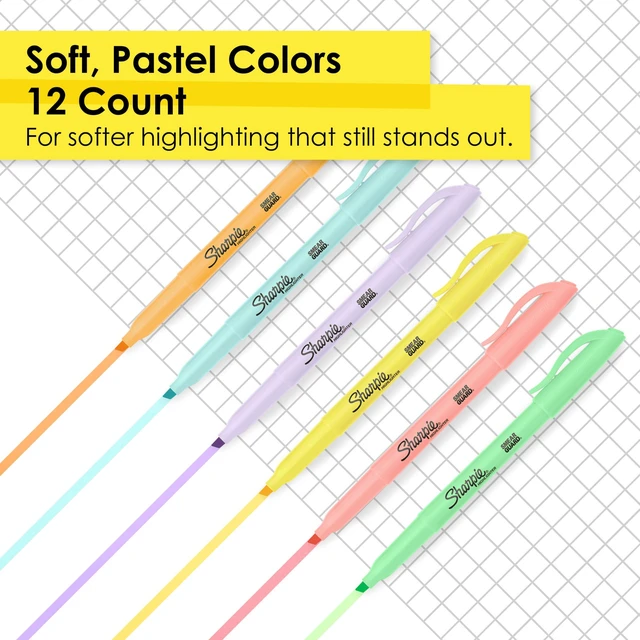 Alt view image 4 of 6 - Sharpie Pocket Highlighters, Mild Pastel Colors, Assorted, Chisel Tip, 12 Count - School, Home, Office, Teacher Supplies