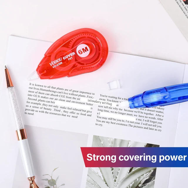 Alt view image 3 of 6 - Vobou White Correction Tape, 12-Pack, 6M/256" x 0.2", Red and Blue, Easy-to-Use Applicator for Instant Corrections, for School and Office