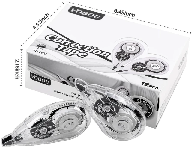 Alt view image 6 of 7 - Vobou Correction Tape Dispenser, White, 12-Pack, 6M/256, Tape Width 0.2in, for School and Office