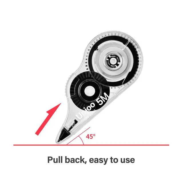 Alt view image 6 of 6 - Unjoo White Correction Tape, 12-Pack, 5M (196" x 0.2"), Black