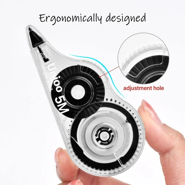 Alt view image 2 of 6 - Unjoo White Correction Tape, 12-Pack, 5M (196" x 0.2"), Black