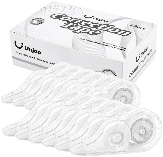 Main image of Unjoo White Correction Tape, For school, Office (12pack, 5M/196" x 0.2")