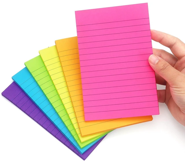 Main image of Early Buy Lined Sticky Notes, 4x6in, 6 Bright Colors, 6 Pads, 45 Sheets/Pad