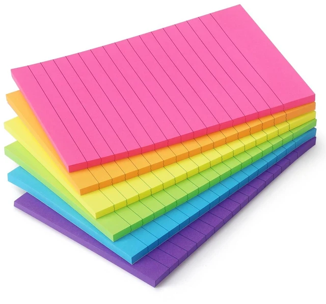 Alt view image 6 of 7 - Early Buy Lined Sticky Notes, 4x6in, 6 Bright Colors, 6 Pads, 45 Sheets/Pad