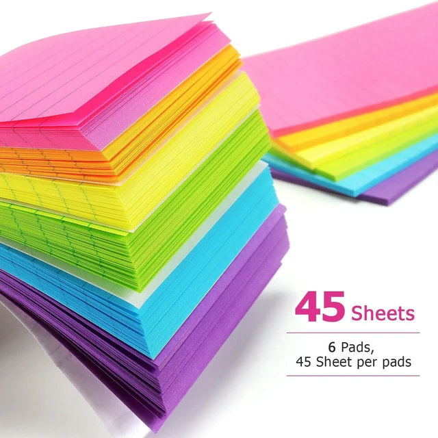 Alt view image 7 of 7 - Early Buy Lined Sticky Notes, 4x6in, 6 Bright Colors, 6 Pads, 45 Sheets/Pad