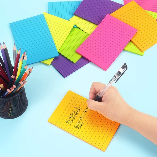 Alt view image 3 of 7 - Early Buy Lined Sticky Notes, 4x6in, 6 Bright Colors, 6 Pads, 45 Sheets/Pad