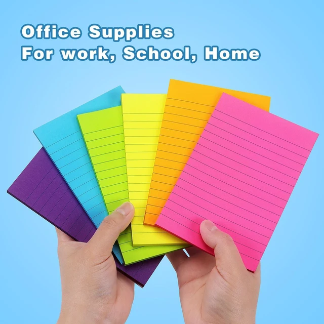Alt view image 2 of 7 - Early Buy Lined Sticky Notes, 4x6in, 6 Bright Colors, 6 Pads, 45 Sheets/Pad