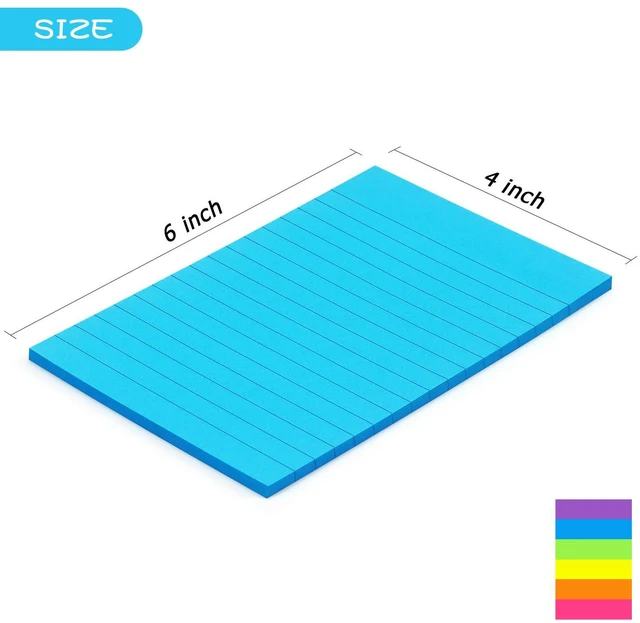 Alt view image 5 of 7 - Early Buy Lined Sticky Notes, 4x6in, 6 Bright Colors, 6 Pads, 45 Sheets/Pad