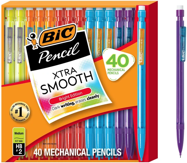 Main image of BIC Xtra Smooth Bright Edition Mechanical Pencils, 0.7mm Medium Point, 40-Count Bulk Pack