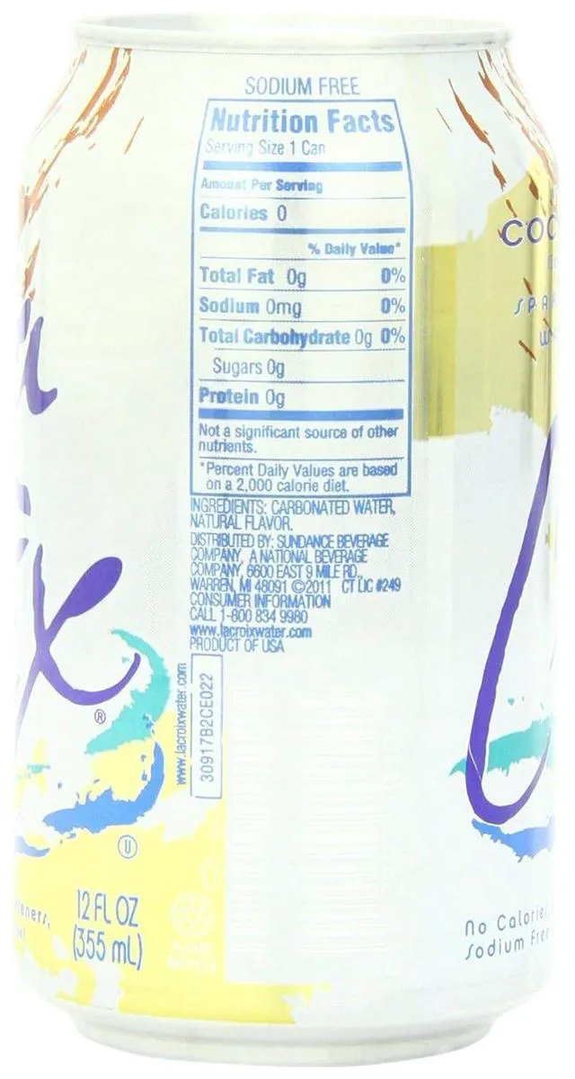 Alt view image 6 of 6 - La Croix Sparkling Water Coconut 12 Fl Oz 8 Count