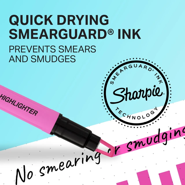 Alt view image 5 of 5 - Sharpie Clear View Highlighter Sticks 8-Pack, Chisel Tip, Assorted Colors, Smear Resistant, Essential School & Teacher Supplies