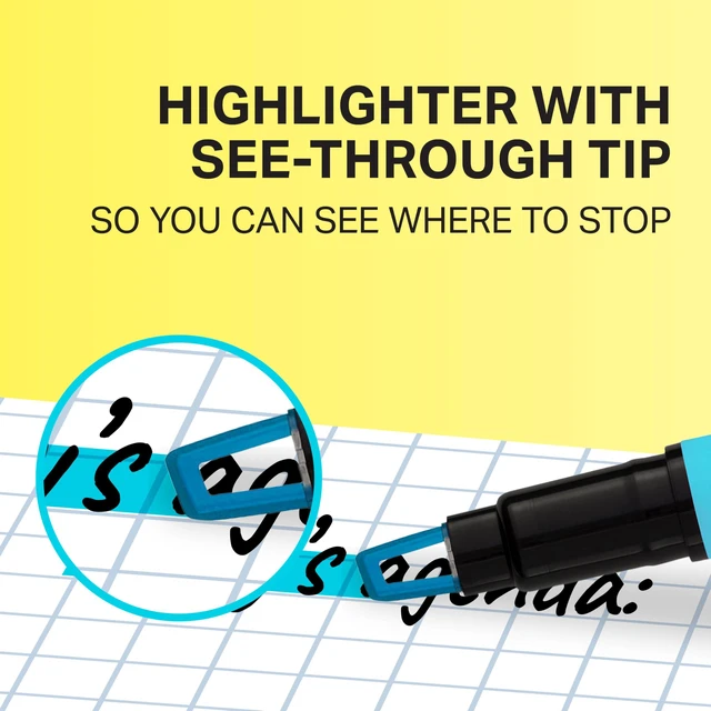 Alt view image 4 of 5 - Sharpie Clear View Highlighter Sticks 8-Pack, Chisel Tip, Assorted Colors, Smear Resistant, Essential School & Teacher Supplies