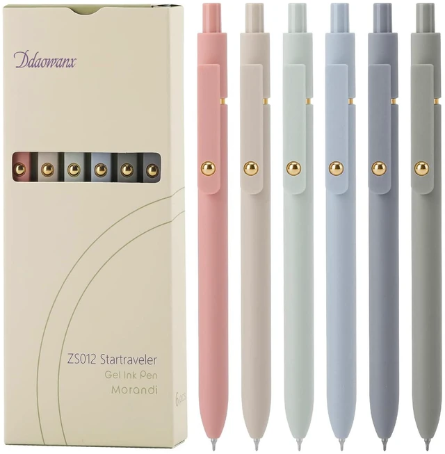 Main image of Ddaowanx Gel Pens 6Pcs 0.5mm Retractable Quick Dry Black Ink