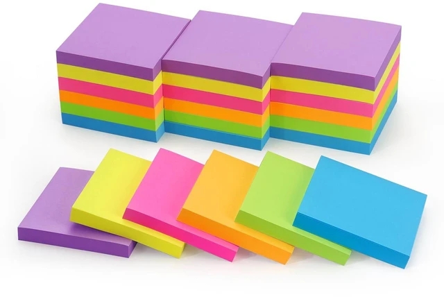 Main image of 3x3in Bright Colors Self-Stick Sticky Notes, 24 Pads, 70 Sheets per Pad