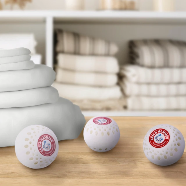 Alt view image 2 of 5 - Arm & Hammer OdorBusterz Odor Eliminator Balls, White Linen, 3 Count, Baking Soda Odor Control for Closets, Drawers, Hampers & Small Spaces
