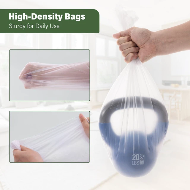 Alt view image 3 of 7 - Jaoul 1.2 Gallon Unscented Strong Small Trash Bags for Bathroom Can, White Trash Can Liners, 100 Count