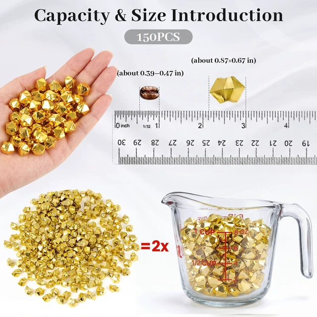 Alt view image 3 of 6 - DOMESTAR 150PCS Gold Acrylic Ice Rocks Faux Nuggets Gems Vase Fillers