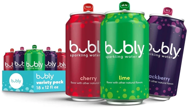 Main image of Bubly Sparkling Water Lime Yours 3 Flavor Variety Pack (Lime, Cherry, Blackberry), Zero Sugar, Zero Calories, 12fl oz Cans, 18-Pack