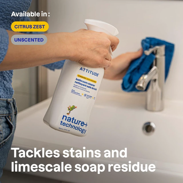 Alt view image 4 of 6 - ATTITUDE Bathroom Cleaner Spray, EWG Verified, Plant-Based & Vegan, Unscented, 27.1Fl Oz, for Tiles, Tubs, Shower Walls, and Grout