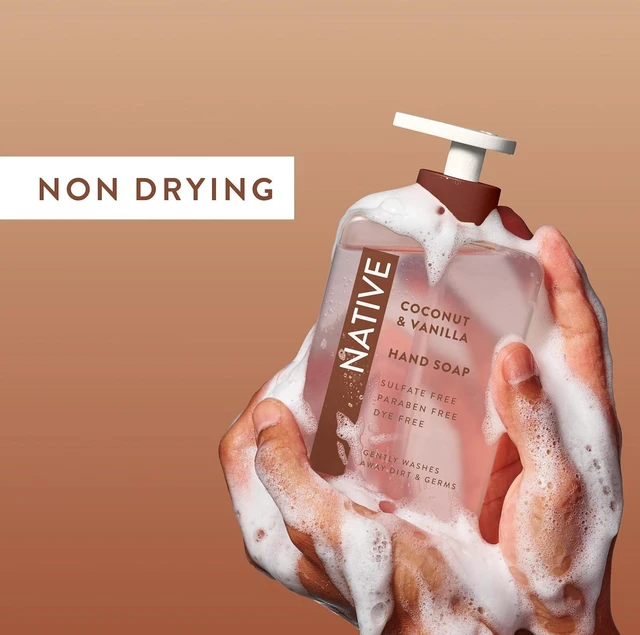 Alt view image 5 of 6 - Native Liquid Hand Soap, Coconut & Vanilla Scent, 13 oz, Non-Drying Formula for Soft, Smooth Hands, Made with Plant-Based Cleansers, Sulfate & Paraben Free