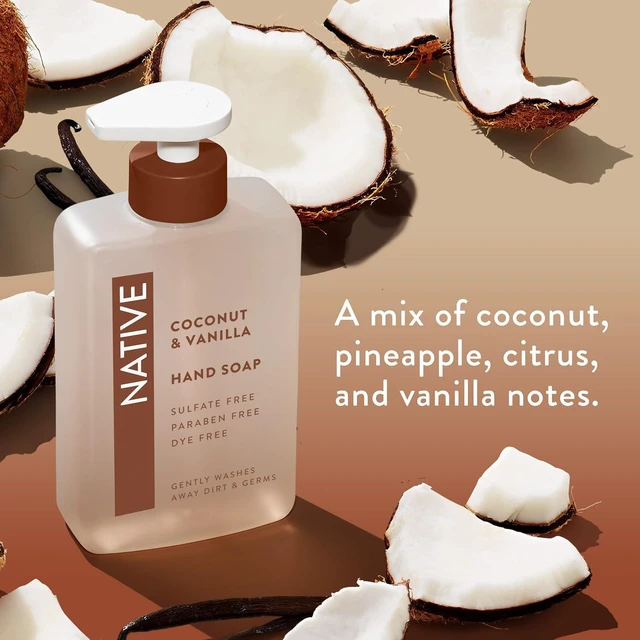 Alt view image 3 of 6 - Native Liquid Hand Soap, Coconut & Vanilla Scent, 13 oz, Non-Drying Formula for Soft, Smooth Hands, Made with Plant-Based Cleansers, Sulfate & Paraben Free