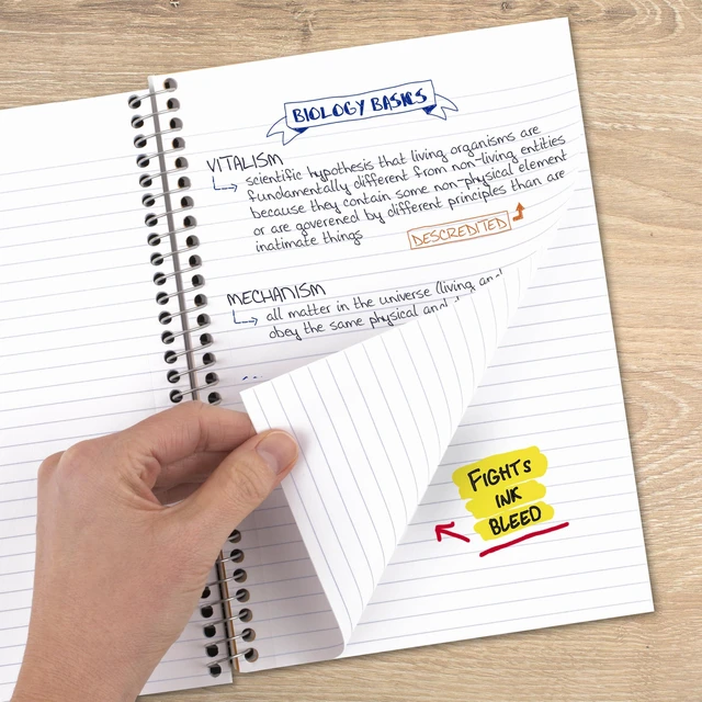Alt view image 6 of 6 - Five Star 840029AA2-ECM Spiral Notebook, 2 Subject, College Ruled, 6"x9-1/2", 80 Sheets, Fights Ink Bleed, Water Resistant Cover, Black