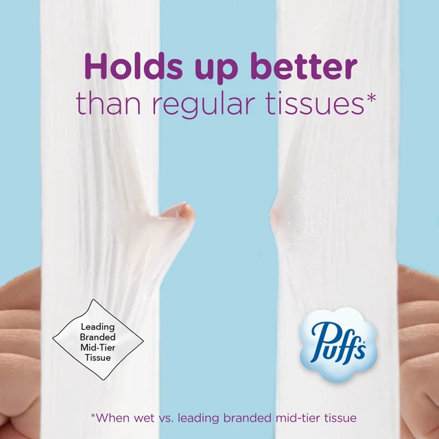 Alt view image 2 of 6 - Puffs Ultra Soft Non-Lotion Facial Tissues, 8 Rectangle Boxes, 124 Tissues per Box, for Allergies and Colds (Packaging May Vary)