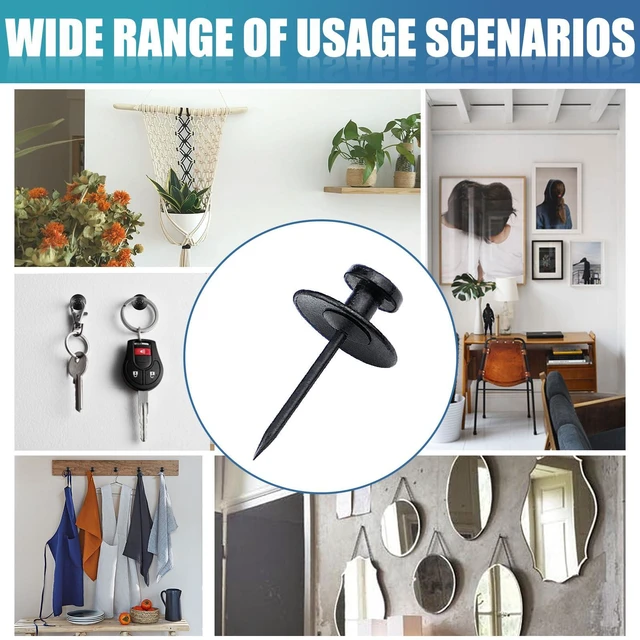 Alt view image 5 of 7 - 50 Pack Double Headed Picture Hanging Nails with Hand Protector, Renter Friendly Push Pins, Heavy Duty Wall Hooks for Drywall, Corkboard, Wall Decor