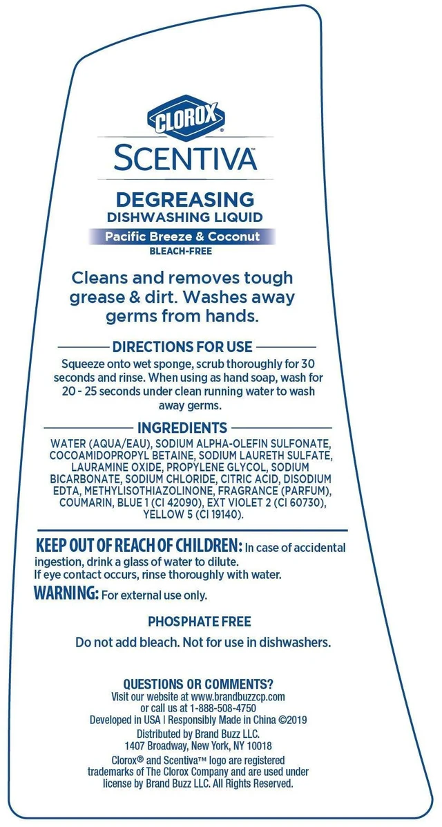 Alt view image 3 of 5 - Clorox Scentiva Liquid Dish Soap, Pacific Breeze & Coconut, 26 Fl Oz, 2-Pk